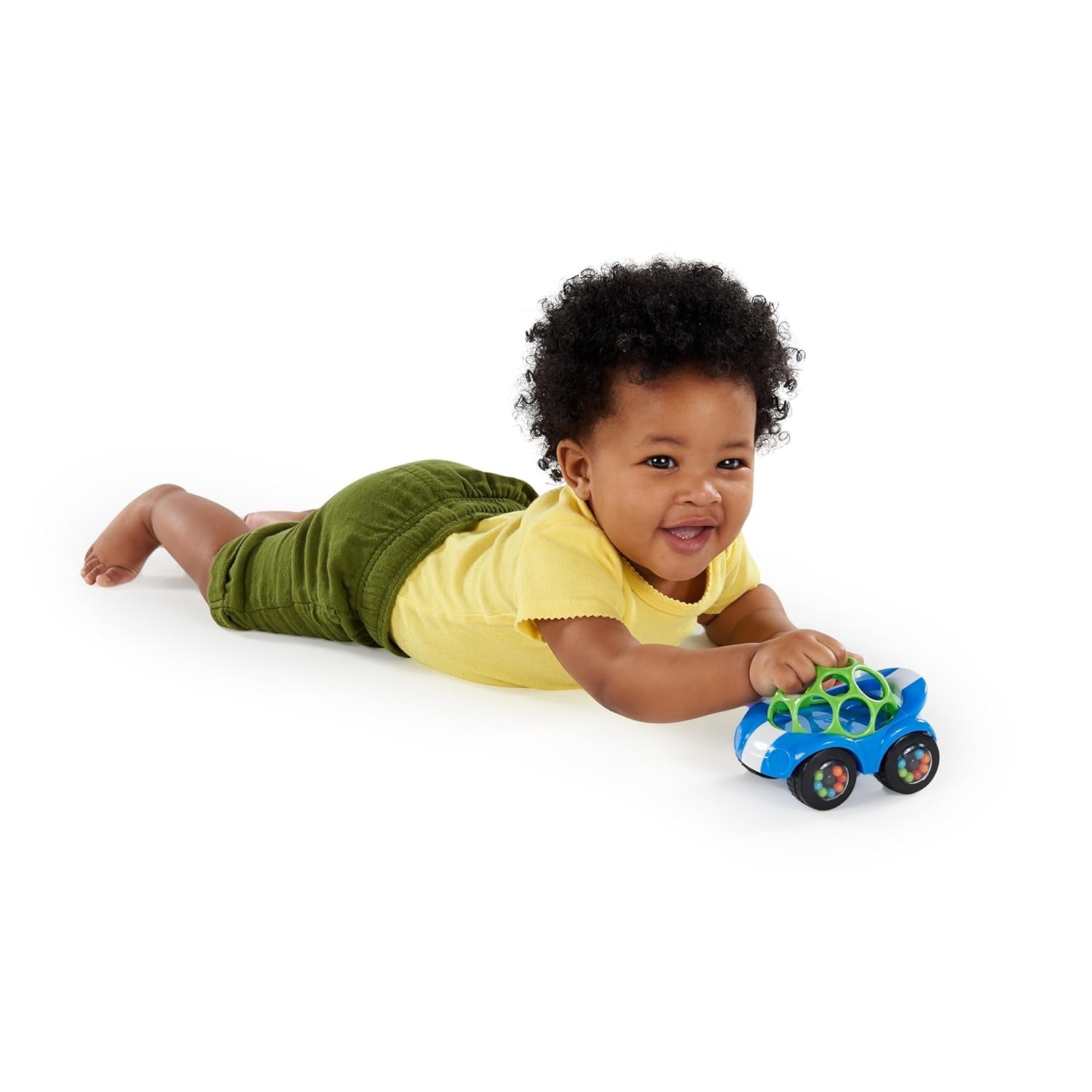 Bright Starts, Oball, Macchinina con sonaglio, Giocattoli per bambini verde-blu Naty Shop