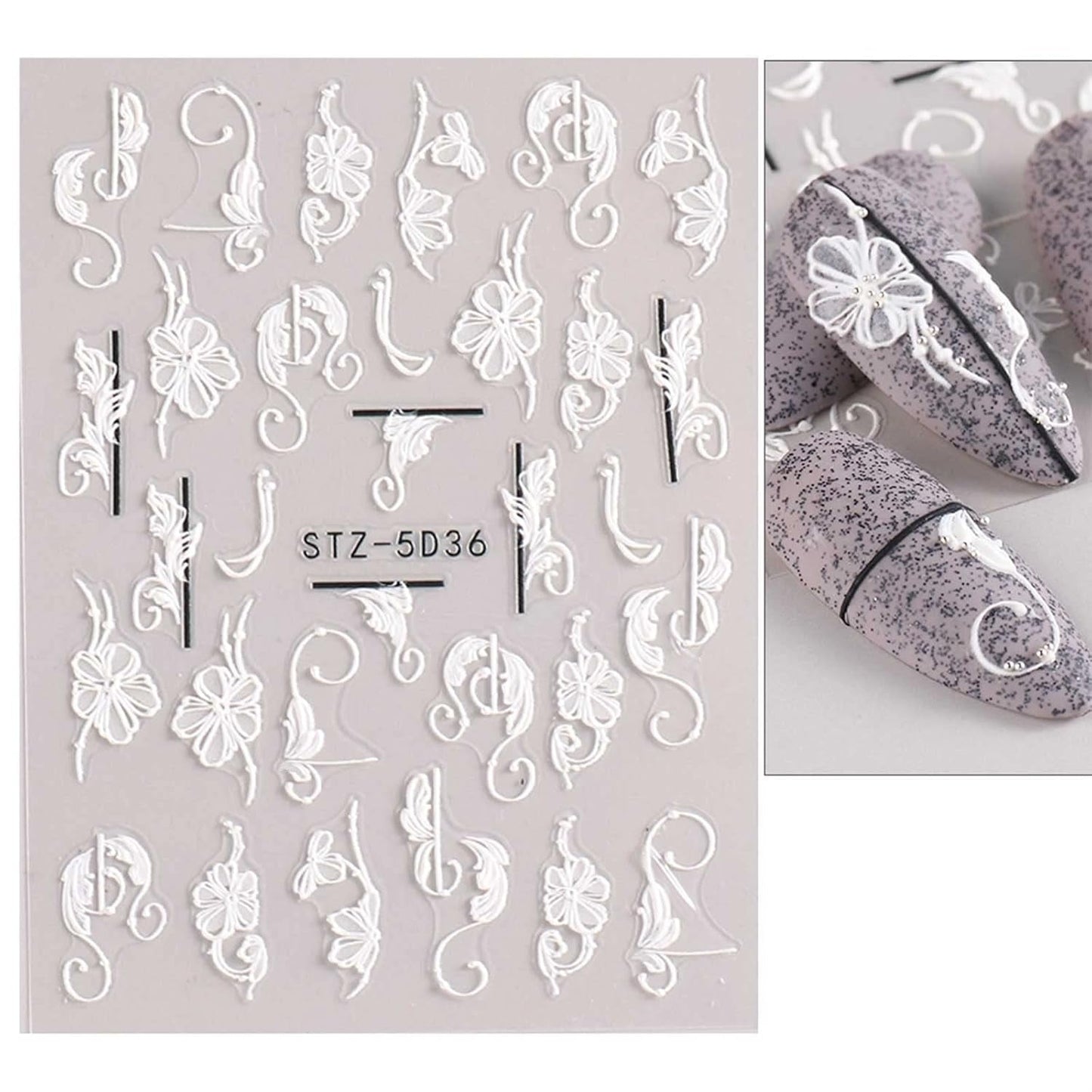 JMEOWIO 3D Nagelsticker Frühling Blume Nail Art Sticker Selbstklebend Nagelaufkleber 5D Stereoscopic Buntes Sommer Blumen Dekoration Nageldesign Zubehör 4 Blatt