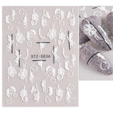 JMEOWIO 3D Nagelsticker Frühling Blume Nail Art Sticker Selbstklebend Nagelaufkleber 5D Stereoscopic Buntes Sommer Blumen Dekoration Nageldesign Zubehör 4 Blatt