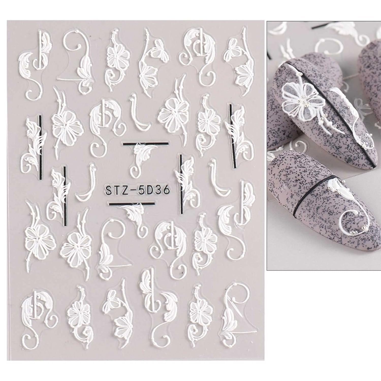 JMEOWIO 3D Nagelsticker Frühling Blume Nail Art Sticker Selbstklebend Nagelaufkleber 5D Stereoscopic Buntes Sommer Blumen Dekoration Nageldesign Zubehör 4 Blatt