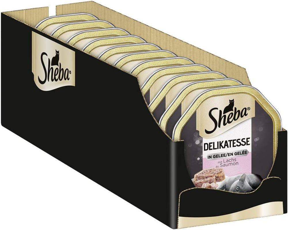 Sheba Cibo umido per gatti, Prelibatezze in gelatina di salmone, 2 x 11 x 85 g