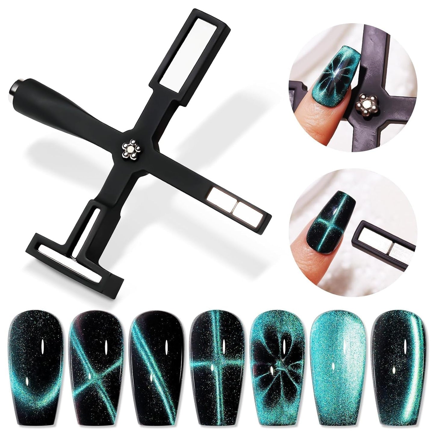 SUPWEE Strumento magnetico per unghie 5 in 1, Magnete rosa Cat Eye per unghie Stilo magnetico multifunzione Fai da te Magic 3D Magnet Stick Pen Set Nail Art Magnet Stick per Nail Art Articoli fai da te