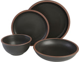 Lagos Coupe Geschirrset, Servizio per 4 Persone (16 Stück), schwarz