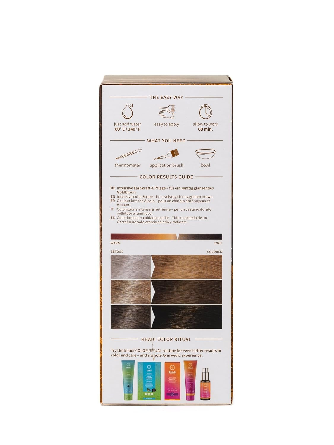 Tintura per capelli alle erbe GOLDBRAUN khadi, tinta per capelli dall'ambra brillante al castano dorato morbido e brillante, tinta per capelli naturale alle erbe al 100%, naturale e vegana, cosmetici naturali certificati, tintura per capelli Naty Shop da 100 g