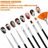 Hanyousheng Set di 20 pezzi di pinsel per nail art, 15 pezzi di pinsel per nail art, 5 pezzi di strumenti per punteggiare nail art per design di nail art fai da te