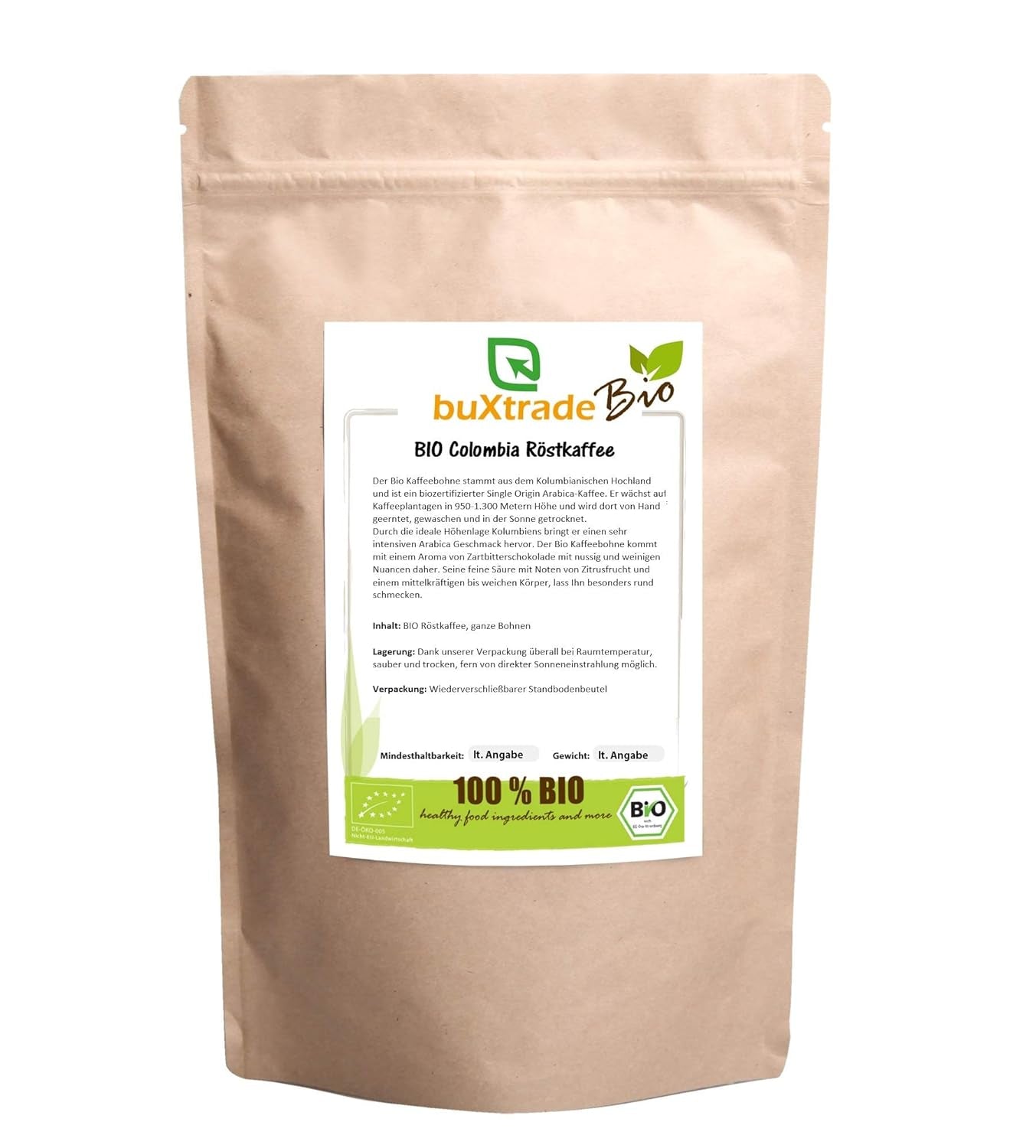 500 g| Caffè tostato biologico dalla Colombia | Caffè | Chicchi di caffè | Colombia | Caffè | Commercio di scatole