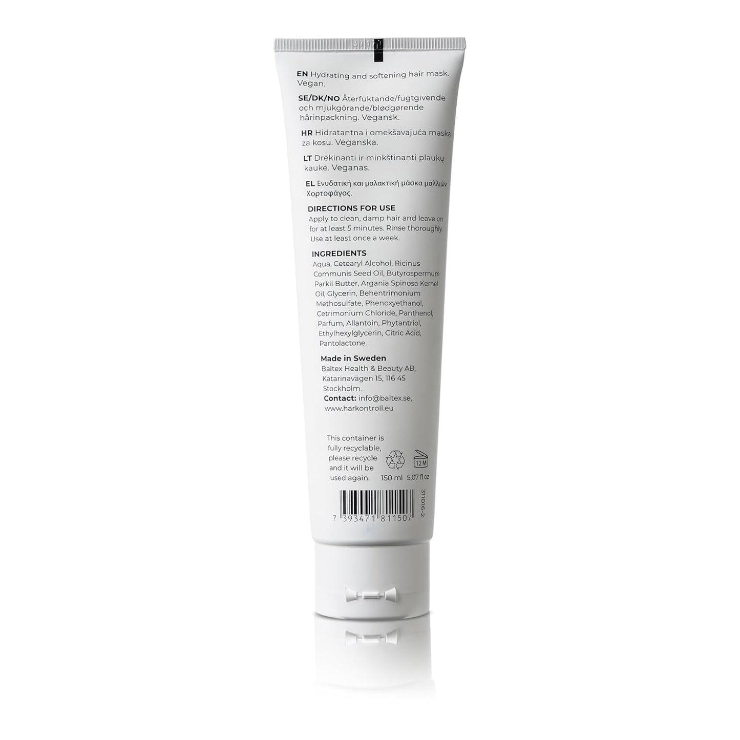 Harkontroll Deep Intense Hydrating Mask, maschera per capelli idratazione intensa, 150 ml Maschera per capelli Naty Shop