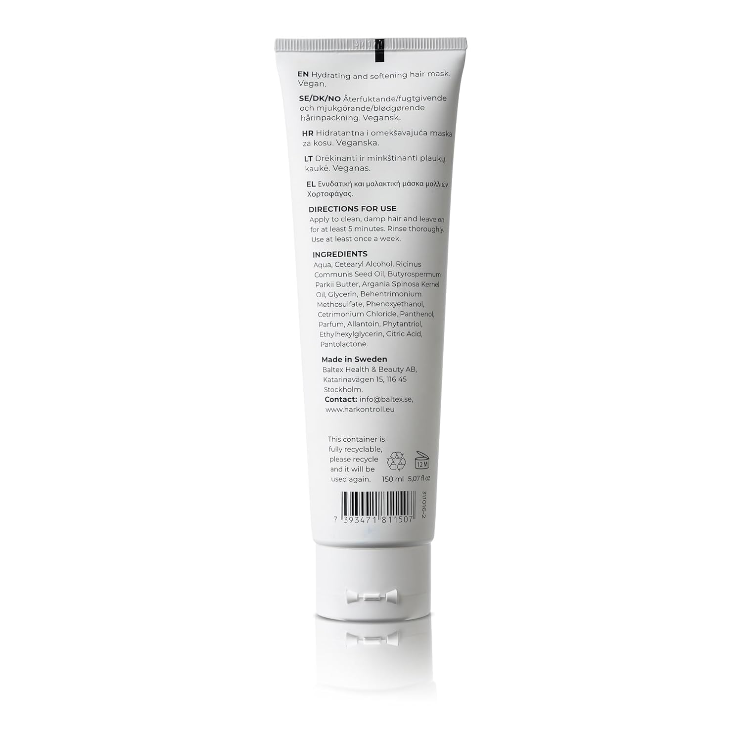 Harkontroll Deep Intense Hydrating Mask, maschera per capelli idratazione intensa, 150 ml Maschera per capelli Naty Shop