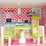 Bino World of Toys Casa delle bambole con balcone, giocattolo per bambini a partire da 3 anni, con 3 piani, scale, 4 stanze e balcone incl. 15-TLG. Accessori, Per promuovere le abilità dei bambini, Case delle bambole Naty Shop dal design rosa