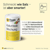 Raab Vitalfood Kalium salt-Mischung, Mineralsalzmischung mit 66.7% Natrium Chlorid (Kochsalz) und 33% Kalium Chlorid, Kalium trägt zur Aufrechterhaltung eines normalen Blutdruck bei (1 x 200 g Dose)