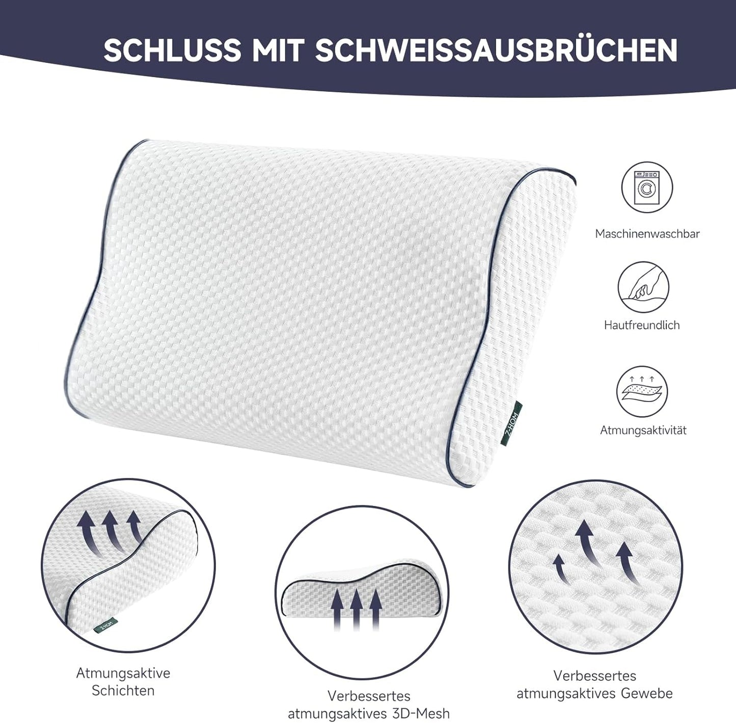Z-Hom tessuto di sostegno del ginocchio, tessuto di schiuma con memoria, tessuto per il sonno laterale, tessuto ergonomico, tessuto anti-sforamento, tessuto ortopedico per il sonno, tessuto rimovibile (49 X 30 X 7/10 Cm) Perno ortopedico cervicale Naty Shop