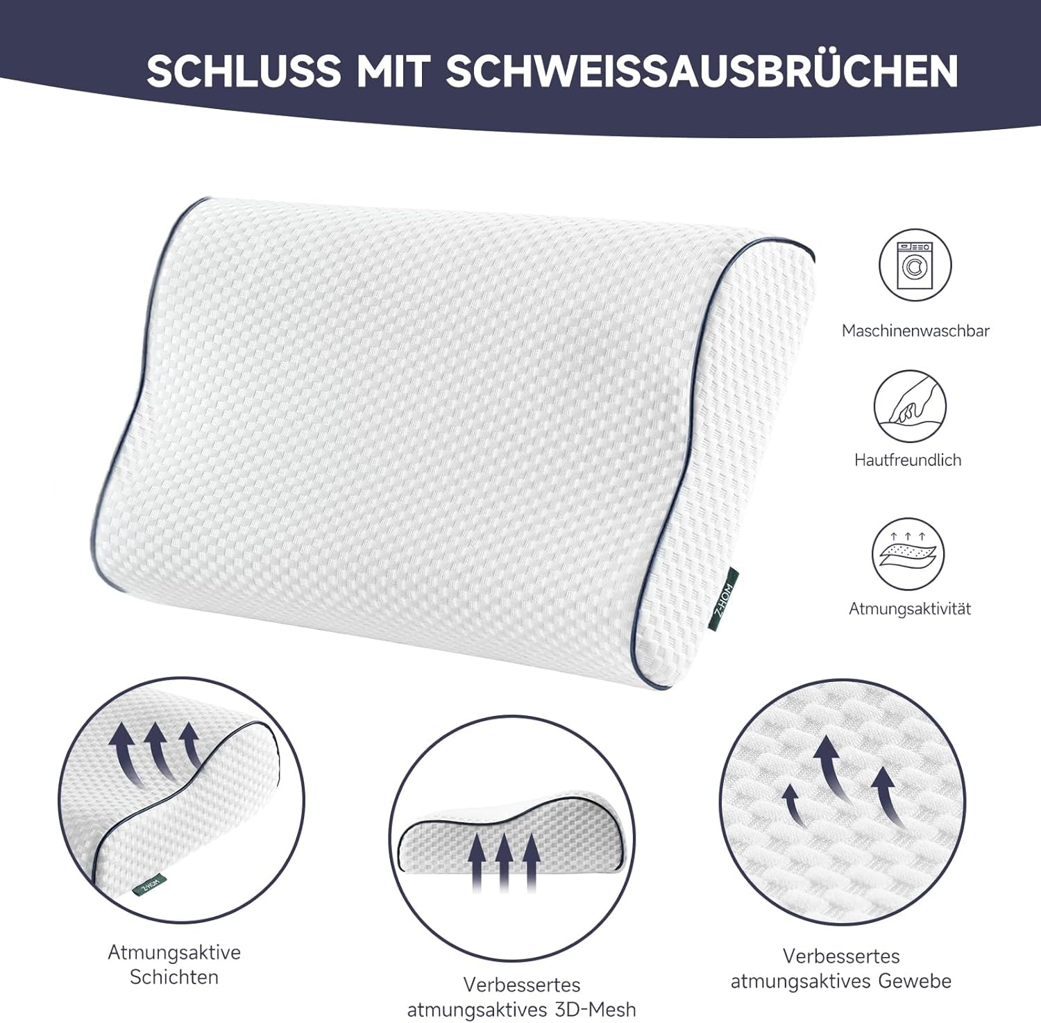 Z-Hom tessuto di sostegno del ginocchio, tessuto di schiuma con memoria, tessuto per il sonno laterale, tessuto ergonomico, tessuto anti-sforamento, tessuto ortopedico per il sonno, tessuto rimovibile (49 X 30 X 7/10 Cm) Perno ortopedico cervicale Naty Shop