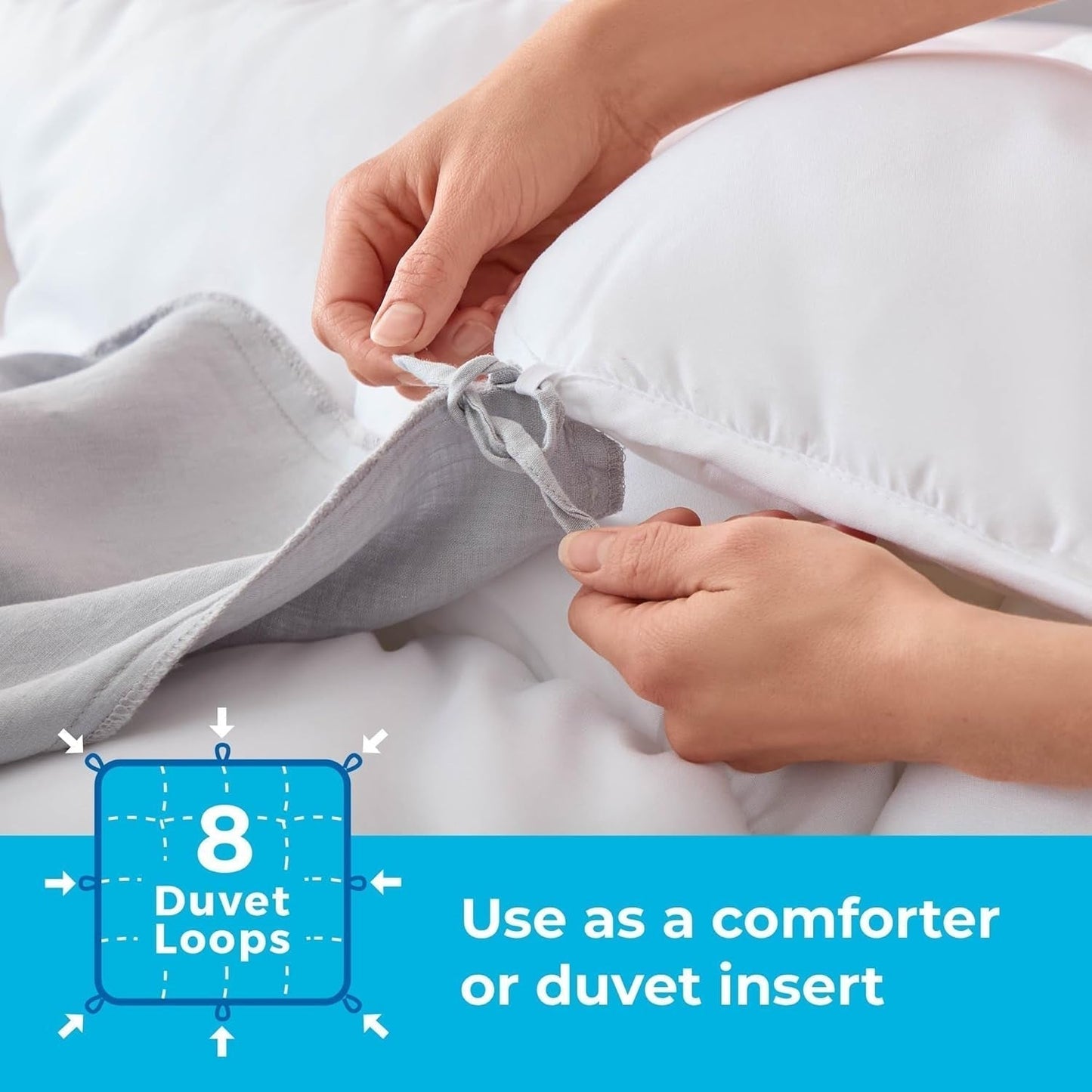 Piumino quattro stagioni Linenspa - piumino singolo in microfibra 10,5 Tog - Oeko-Tex, piumino alternativo con piumino, bianco Piumini e trapunte Naty Shop