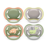 Succhietti Philips AVENT ultra air - confezione da 4 succhietti traspiranti senza BPA per bambini 6-18 mesi, inclusa custodia per il trasporto e sterilizzazione, modello tartaruga/balena (modello SCF085/66)