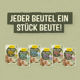 GimCat Near Nature Trial Mix Confezione da 12 - Alimento umido senza cereali per gatti a partire da 7 mesi con una ricetta specifica per la specie e la preda - 12 bustine (12 x 85 g)