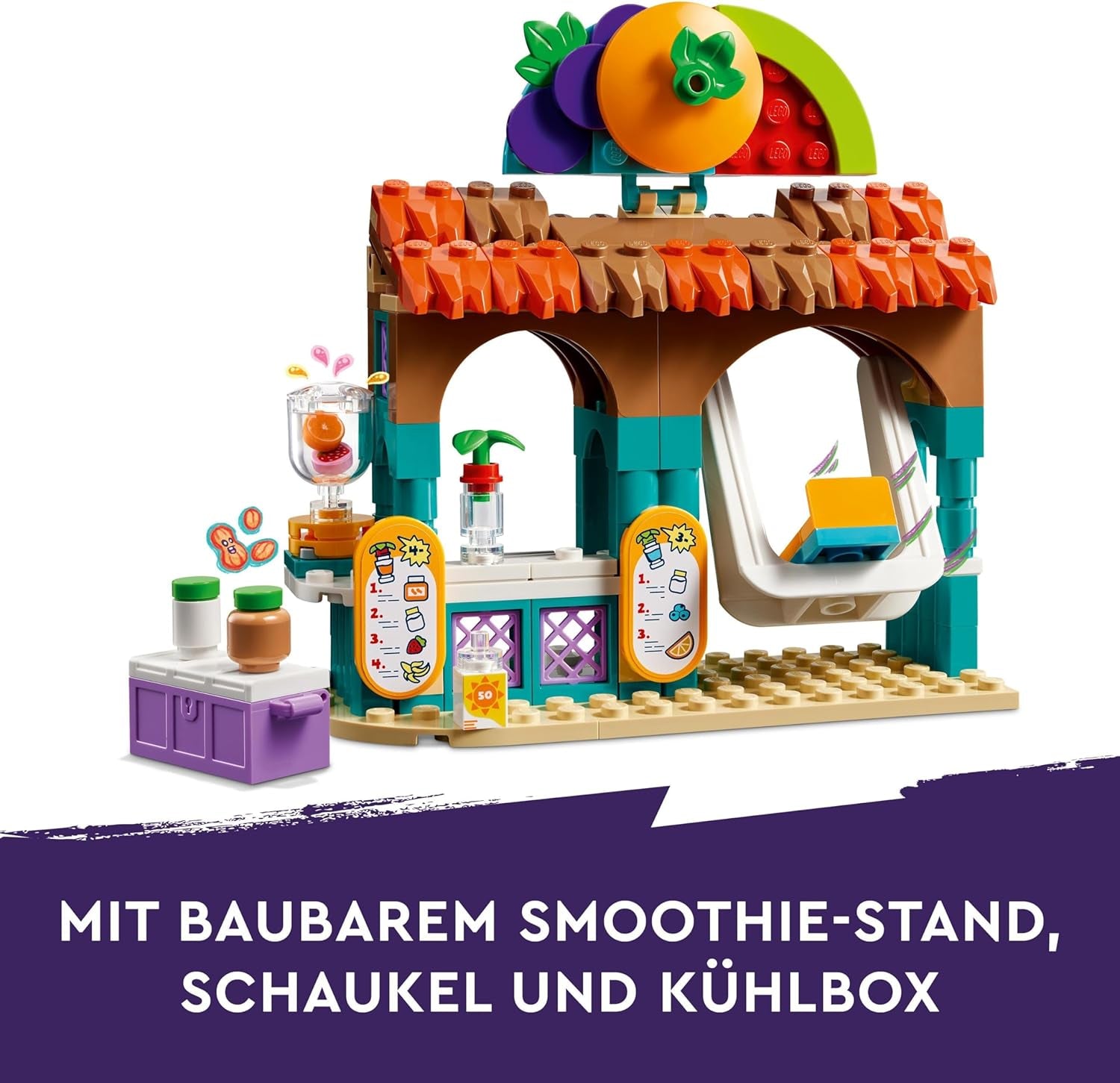 LEGO Friends Stand di frullato in spiaggia Set da gioco per giochi di ruolo Idea regalo per ragazze e ragazzi di 6 anni con personaggi di gioco Tartaruga e accessori Giocattolo per lo sviluppo sociale 42625 Set da costruzione Besuche den LEGO-Store