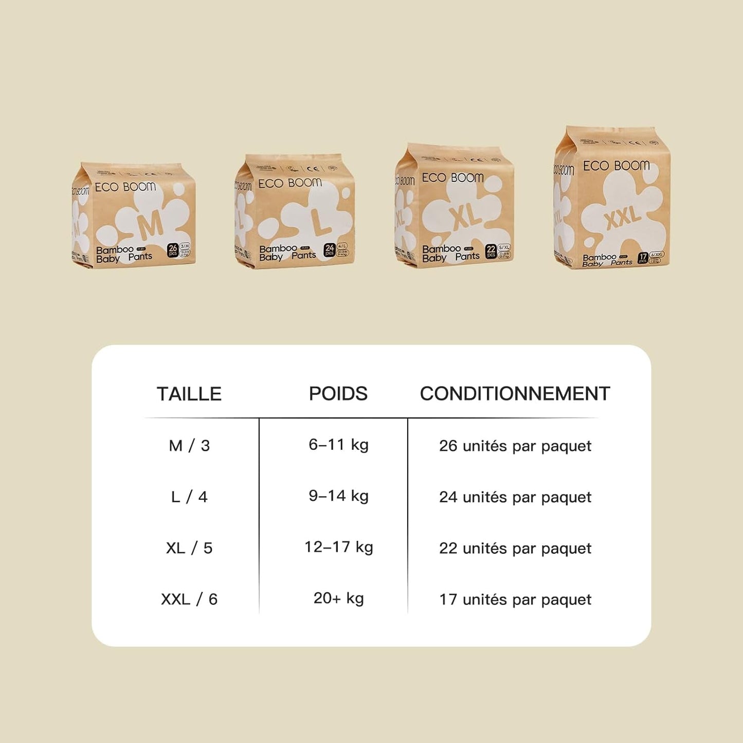 Pannolini per neonati in bambù ECO BOOM - Taglia 6 (20 kg), Pannolini pull-up a base vegetale (17 pezzi) - Organici di alta qualità, senza profumo, delicati sulla pelle, super assorbenti