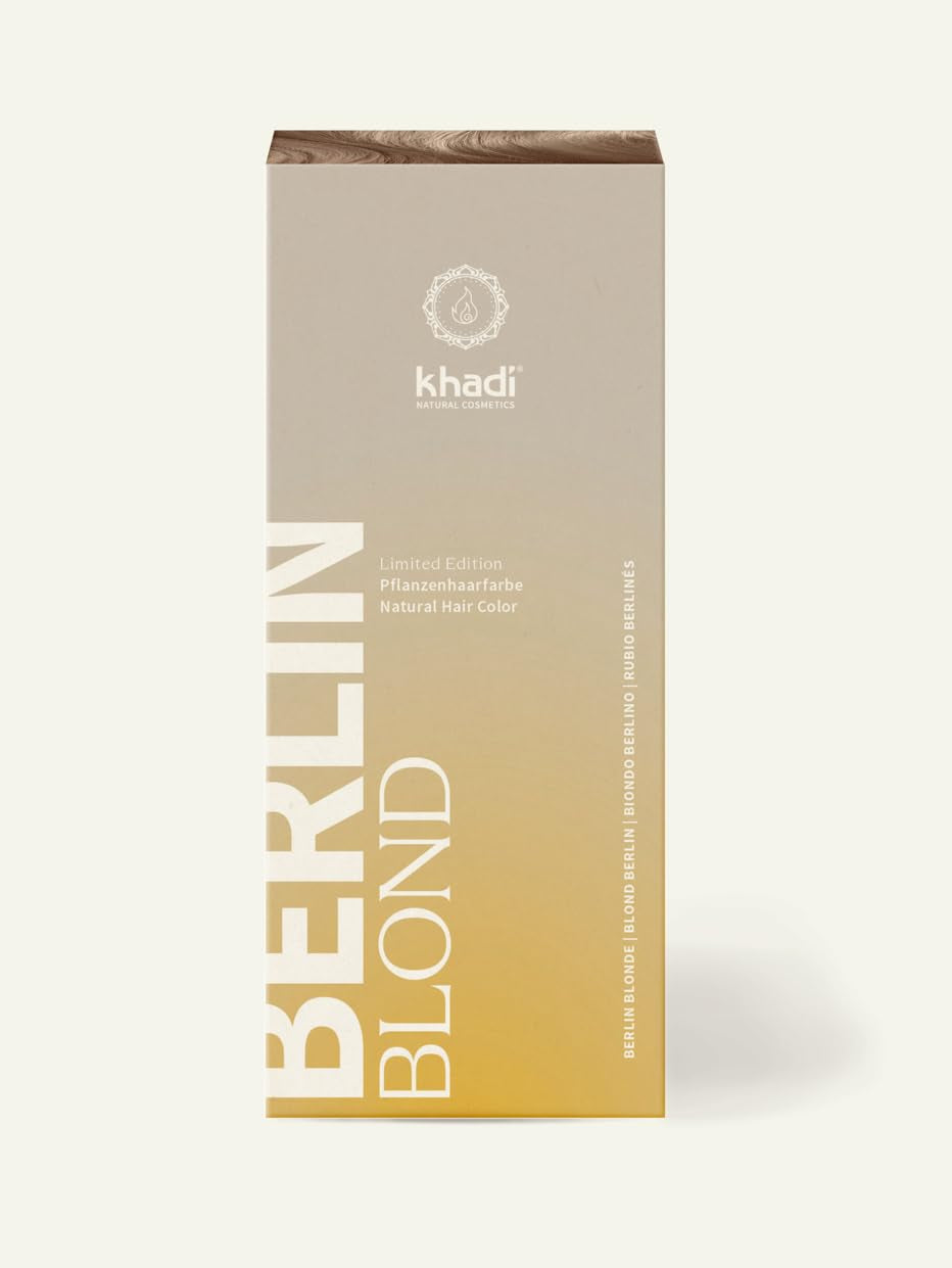 Tintura vegetale per capelli BERLINO BLOND khadi - tinge i capelli in una fresca tonalità grigio-biondo - tintura naturale per capelli 100% vegetale, naturale e vegana - 100g Tinta per capelli Naty Shop Titolo predefinito