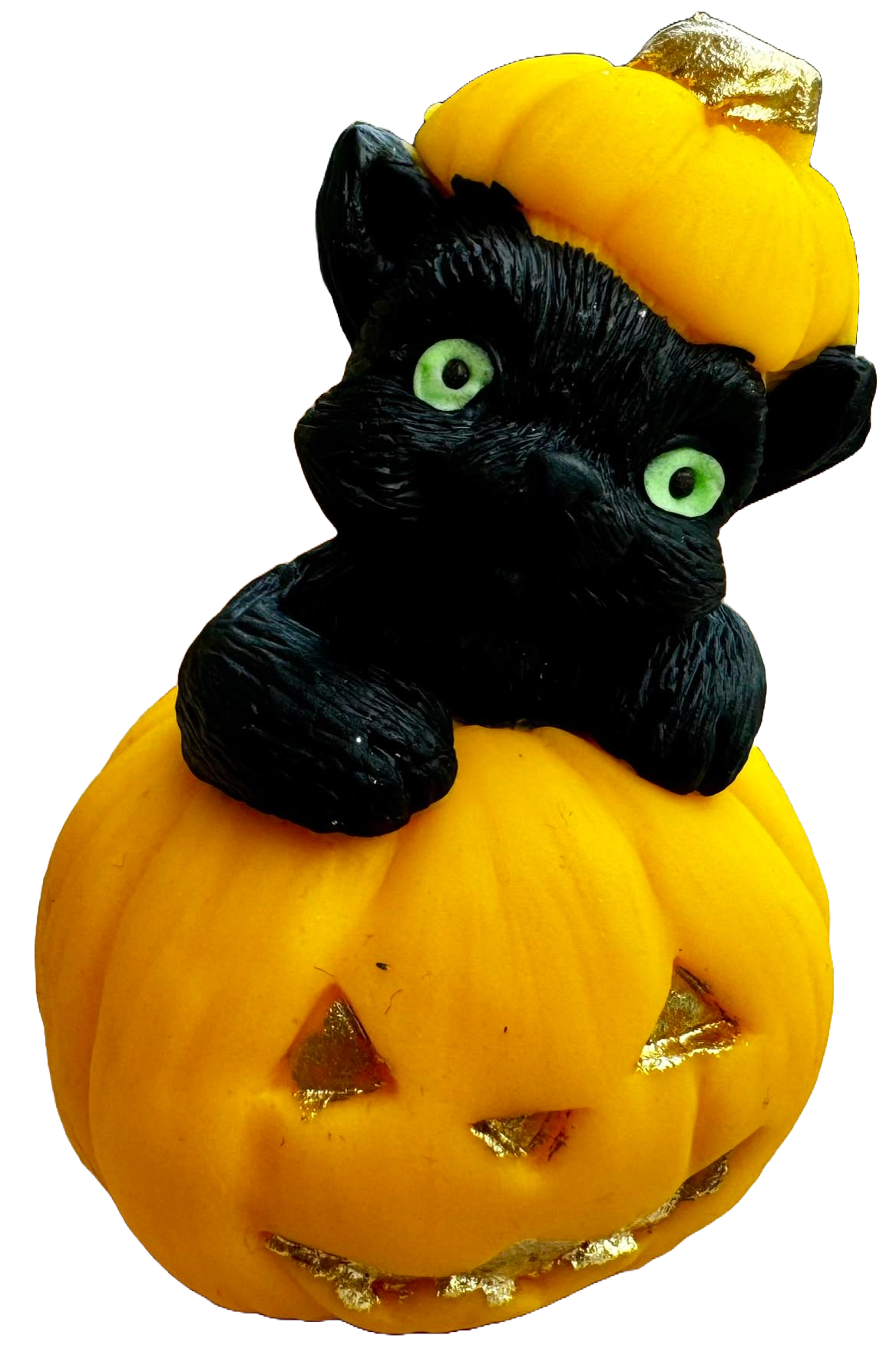 Decorazione commestibile in pasta di zucchero, zucca e gatto nero per Halloween Decorazioni in pasta di zucchero Naty Shop