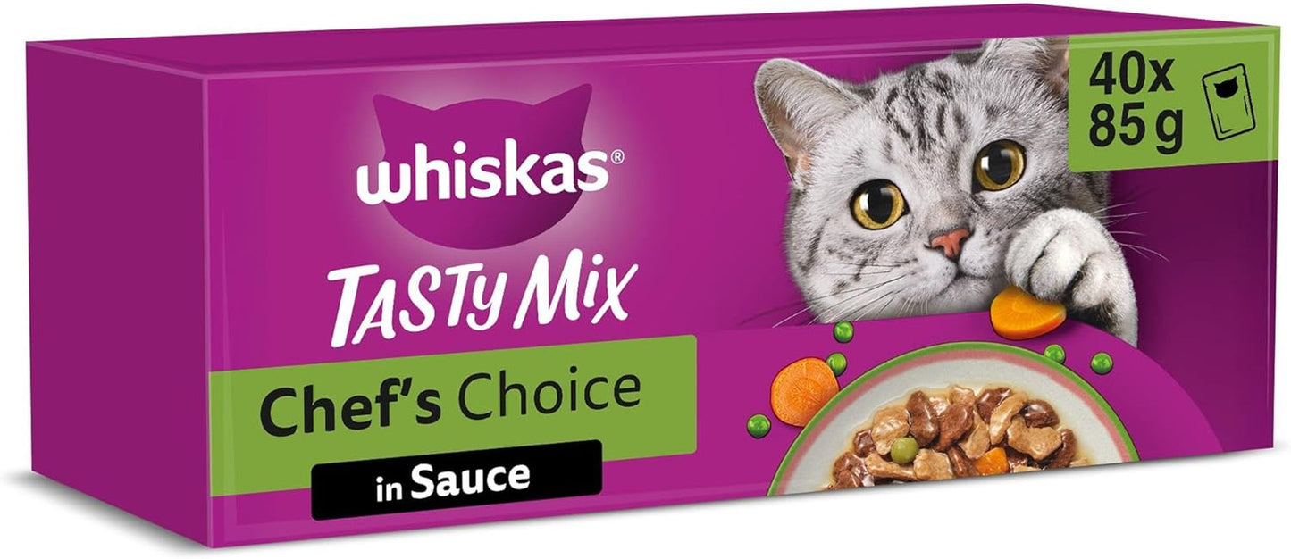WHISKAS TASTY MIX Nassfutter in salsa per gatti 40 x 85g Scelta dello chef