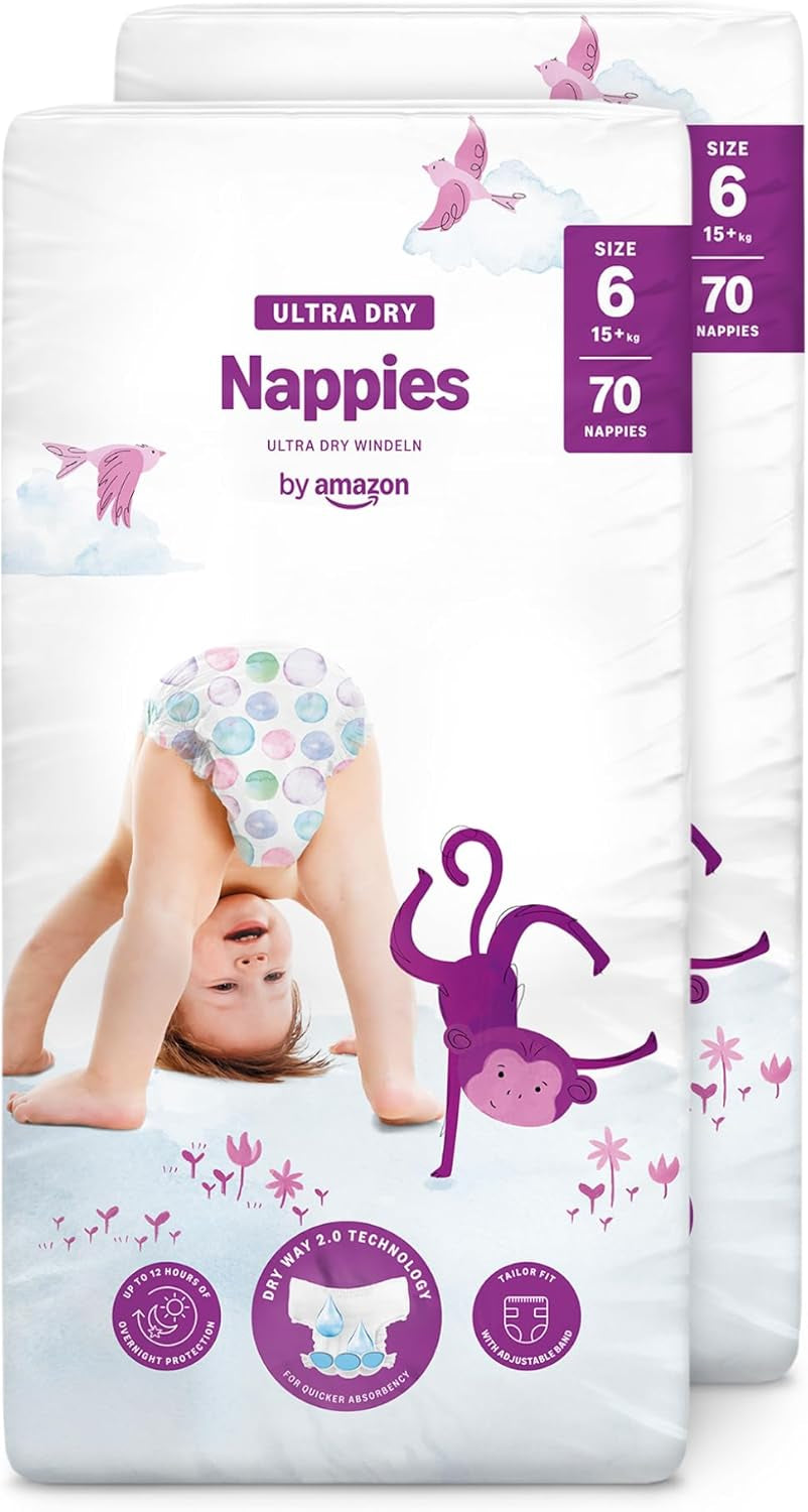Pannolini Amazon Ultra Dry, taglia 3 (4-9 kg) - Scatola mensile, bianco, 172 pezzi (2 confezioni da 86) (precedentemente Mama Bear, prodotto identico)