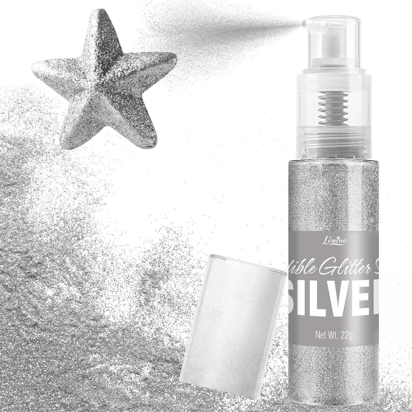 Spray commestibile glitter - Glitter commestibili 22G, polvere glitter commestibile per bevande, decorazioni per torte, macarons - Polvere glitter colorante alimentare, glitter commestibile per cocktail, muffin (Rosa)