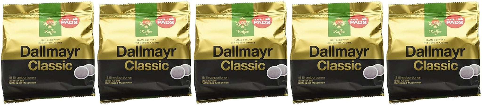 Kaffee Classic Kaffeepads 16 + 2, confezione da 5 (5 x 124 g)