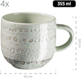 MÄSER 931744 Serie Spicy Market, set di stoviglie per 4 persone dipinto a mano in design vintage mediterraneo, set combinato in ceramica da 16 pezzi, verde, gres
