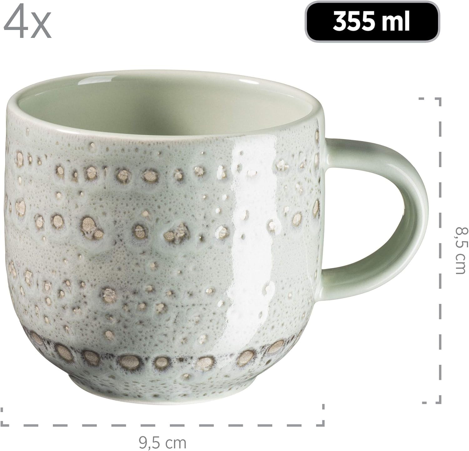 MÄSER 931744 Serie Spicy Market, set di stoviglie per 4 persone dipinto a mano in design vintage mediterraneo, set combinato in ceramica da 16 pezzi, verde, gres
