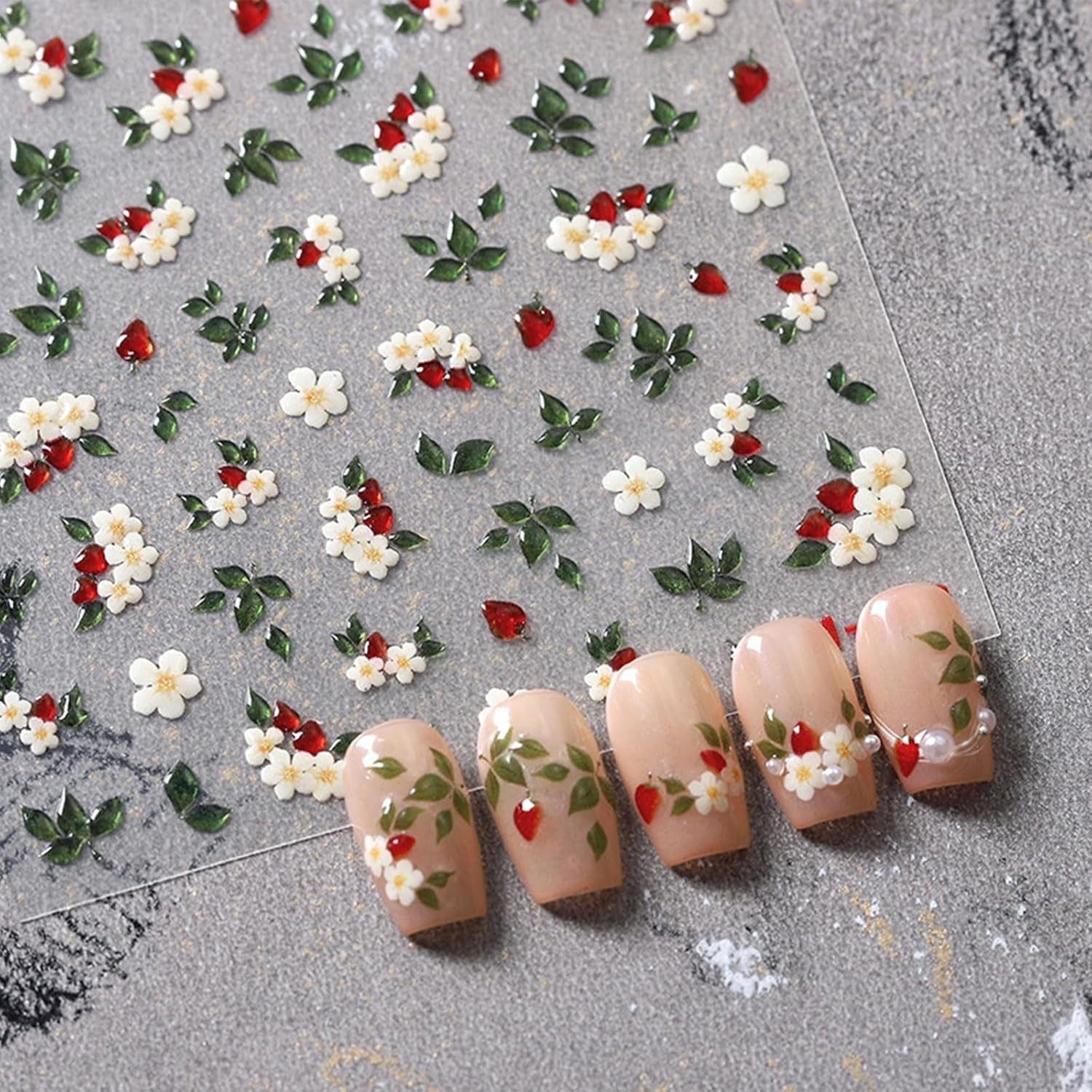 JMEOWIO 3D Nagelsticker Blume Nerdbeerenail Art Sticker Self-klebend Nagelaufkleber 5D Stereoscopico Decorazione Nageldesign Zubehör 1 Blatt