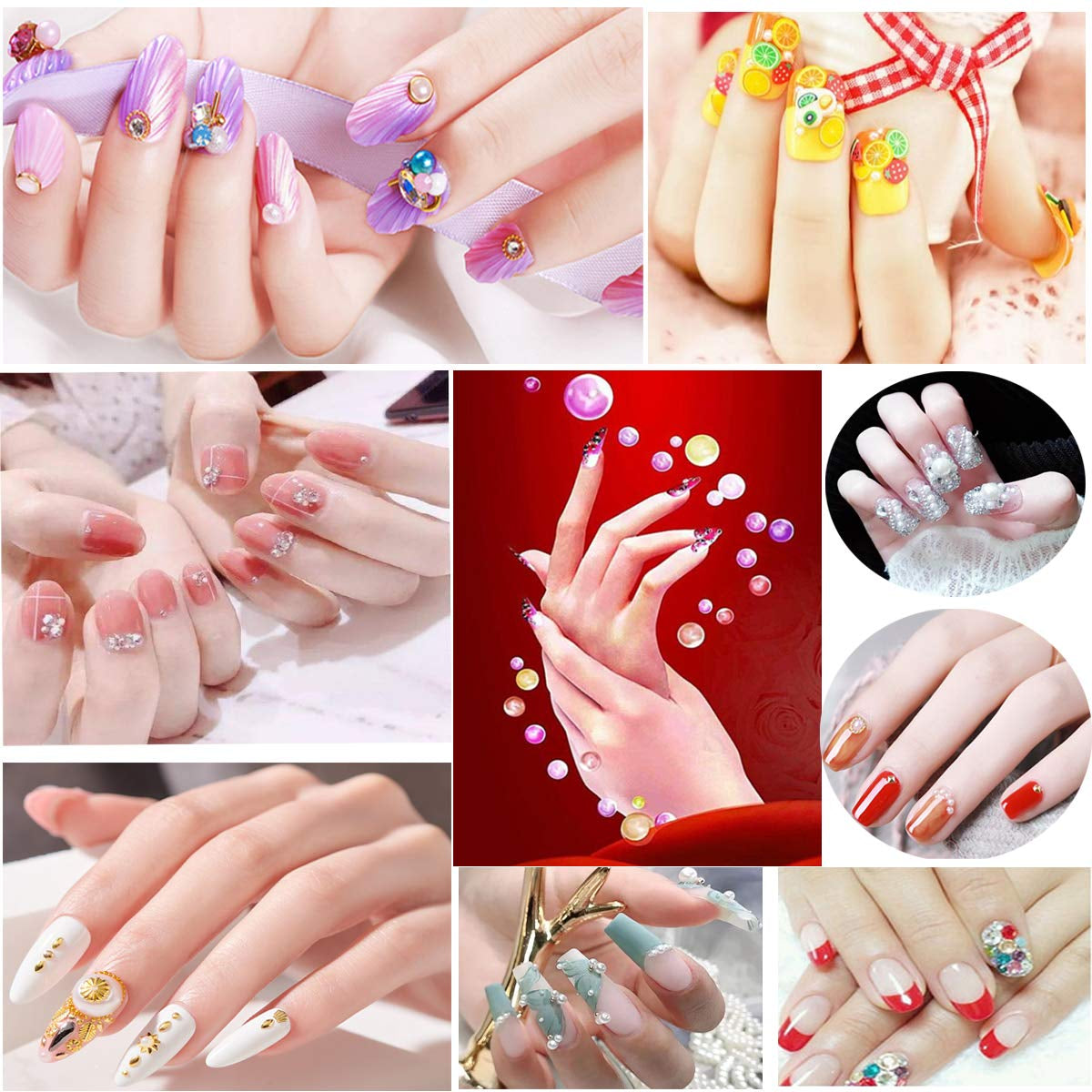 8 Boxen Nail Art Strass Kit - Nail Art Gemischt Strass Set, Nagel Kunst Strasssteine ​​​​Gems Perlen Edelsteine ​​​​Bunt Pferdeaugen Strass Für Nageldesign Zubehör Con 1 Pinzetten e 1 Strass Picker Für DIY