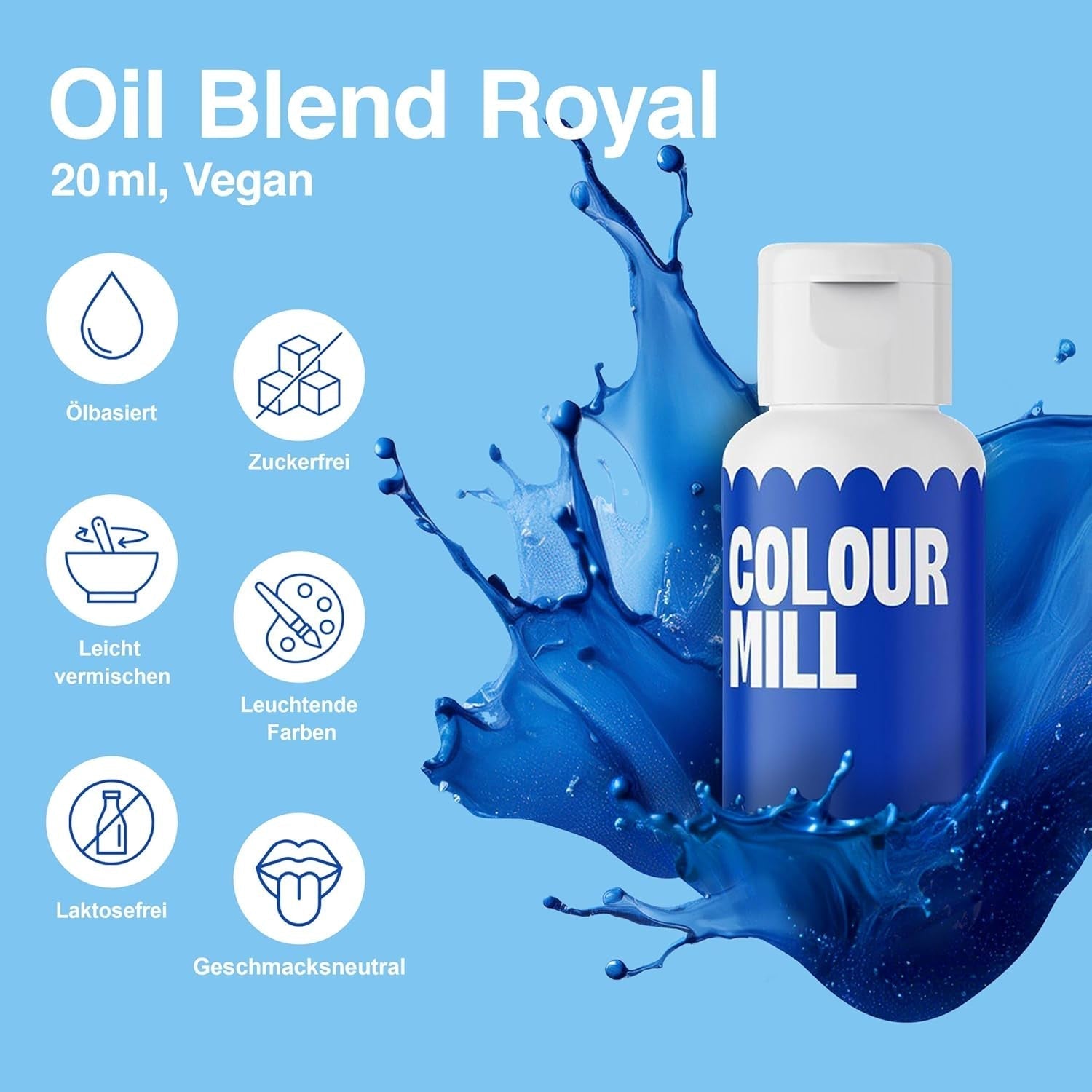 Set coloranti alimentari liquidi Color Mill - 5 x 20 ml a base di olio (nero, rosa shocking, viola, rosso e blu) - Resistente ai raggi UV - Perfetto per cuocere al forno e come guarnizione per torte, muffin e decorazioni per torte