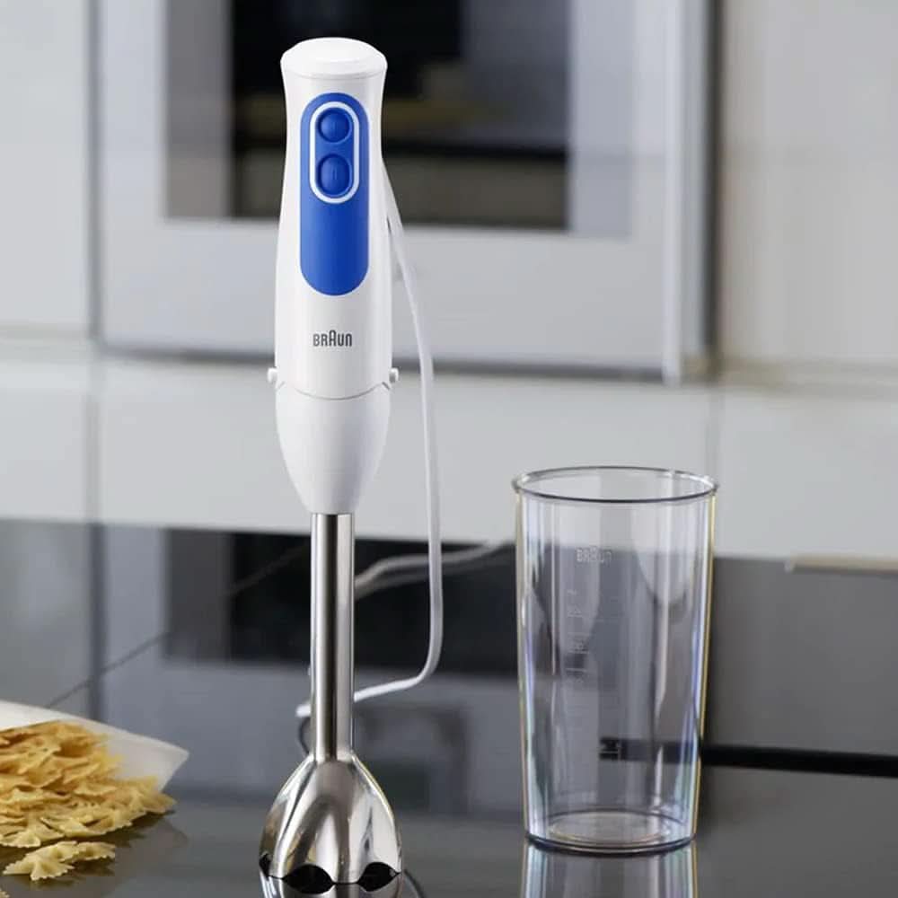 Braun Stabmixer MQ 3000 Smoothie+ – Multiquick 3 Pürieristab Mit Edelstahl Mixfuß, 700 Watt, Inkl 600 Ml Mixbecher, Weiß/Blau Kitchen Naty Shop