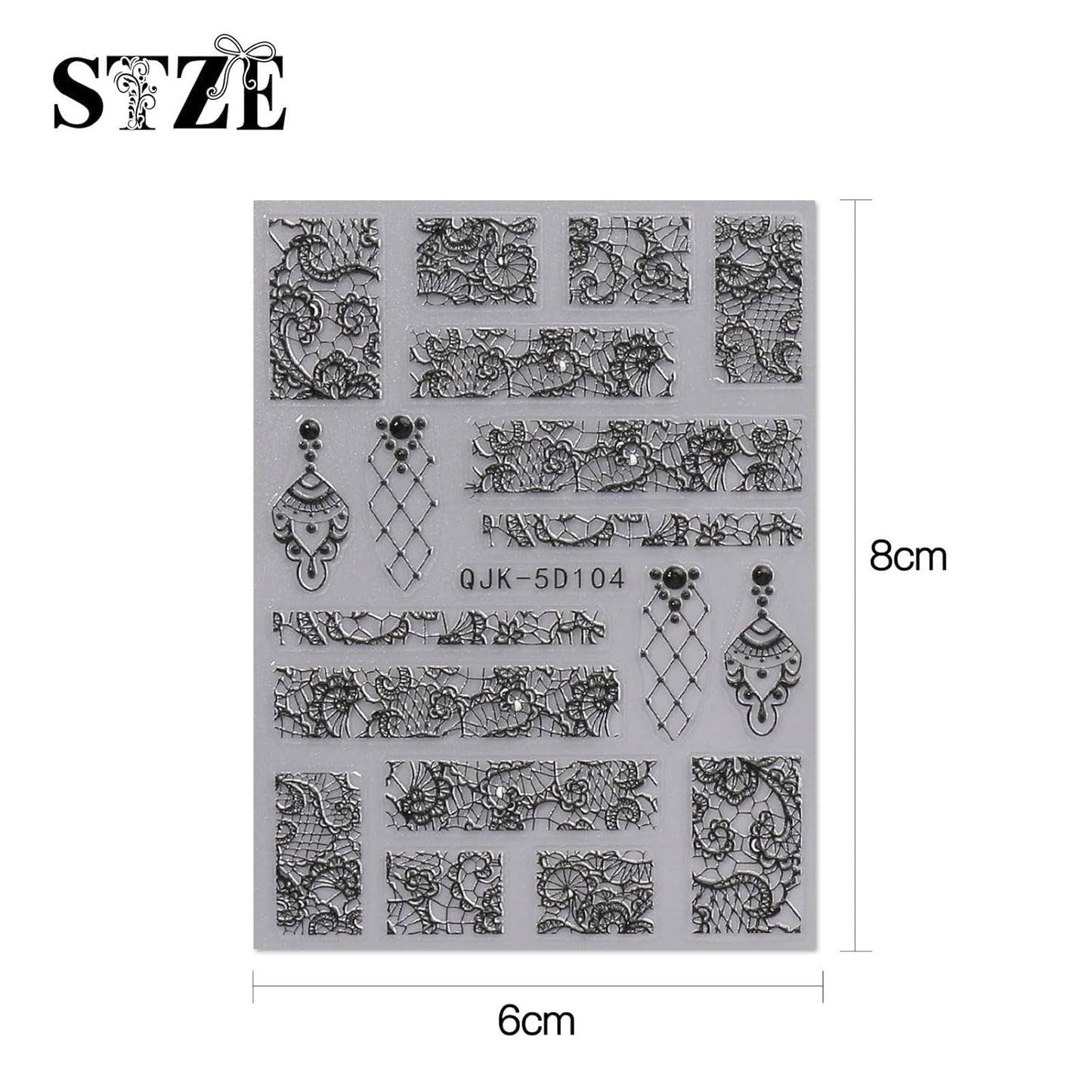 JMEOWIO 3D Nagelsticker Schwarz Weiß Blume Nail Art Sticker Self-klebend Nagelaufkleber 5D Stereoscopic Blumen Dekoration Nageldesign Zubehör 4 Blatt