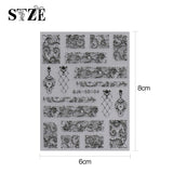 JMEOWIO 3D Nagelsticker Schwarz Weiß Blume Nail Art Sticker Self-klebend Nagelaufkleber 5D Stereoscopic Blumen Dekoration Nageldesign Zubehör 4 Blatt