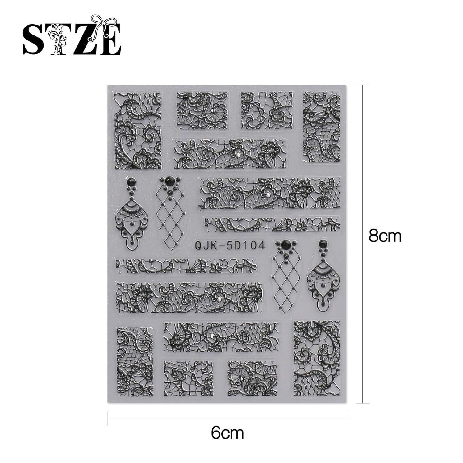 JMEOWIO 3D Nagelsticker Schwarz Weiß Blume Nail Art Sticker Self-klebend Nagelaufkleber 5D Stereoscopic Blumen Dekoration Nageldesign Zubehör 4 Blatt