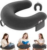 Cuscino da gioco e lettura, Cuscino da lettura per letto/divano/pavimento, Cuscino per alimentazione/Uncinetto con grande cuscino da gioco ergonomico, Cuscino da gioco per iPad/laptop - Nero