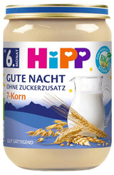 Buona notte biologica HiPP con 7 cereali (6 x 190 g), alimenti per bambini a partire da 6 mesi, senza zuccheri aggiunti, molto sazianti, migliore qualità biologica