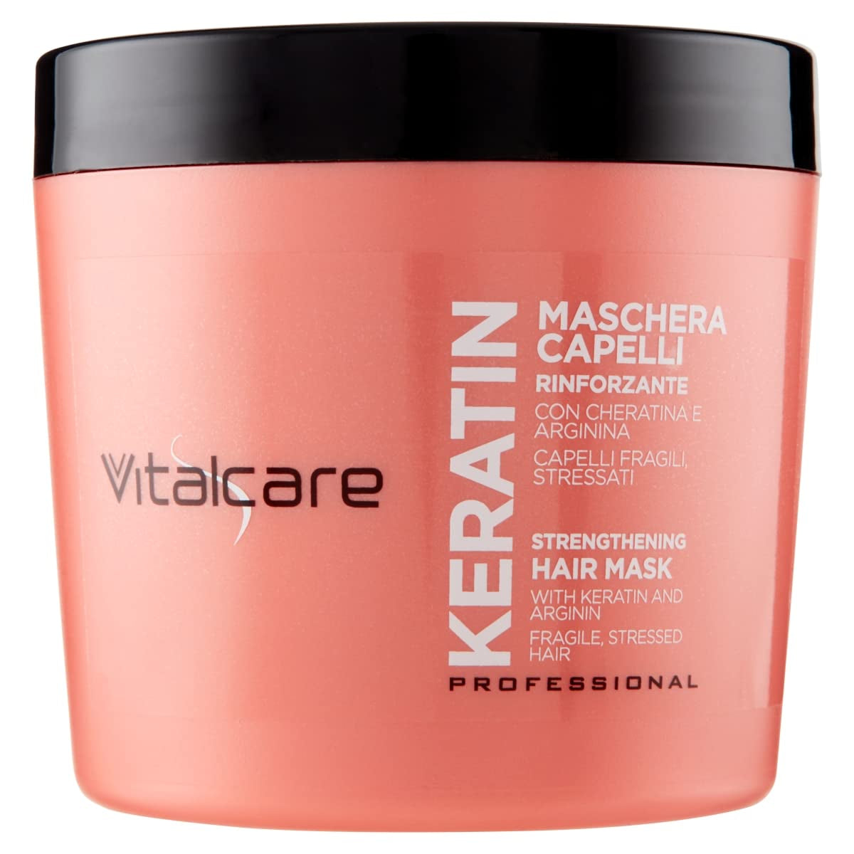| Cheratina - Maschera rinforzante per capelli fragili e danneggiati con cheratina e arginina per capelli più forti e morbidi 4 x 500 ml Naty Shop Hair Mask