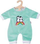 Heless 1181 - Tuta per bambola con design a pois e pinguino, realizzata in morbido velluto con ricamo di alta qualità, misura 28-35 cm
