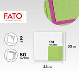 , Tovaglioli di carta usa e getta, Ideale per pranzi informali e buffet, Confezione da 50 tovaglioli, Formato 33X33, 4 pieghe, 2 veli, Colore verde mela, Carta di pura cellulosa 100%, FSC