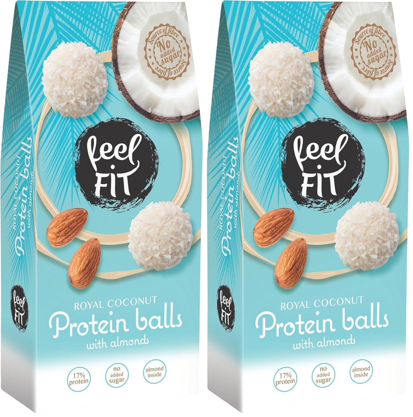 Praline al cocco senza zucchero con mandorle, Feel FIT, senza zuccheri aggiunti, 17% proteine, 63 g