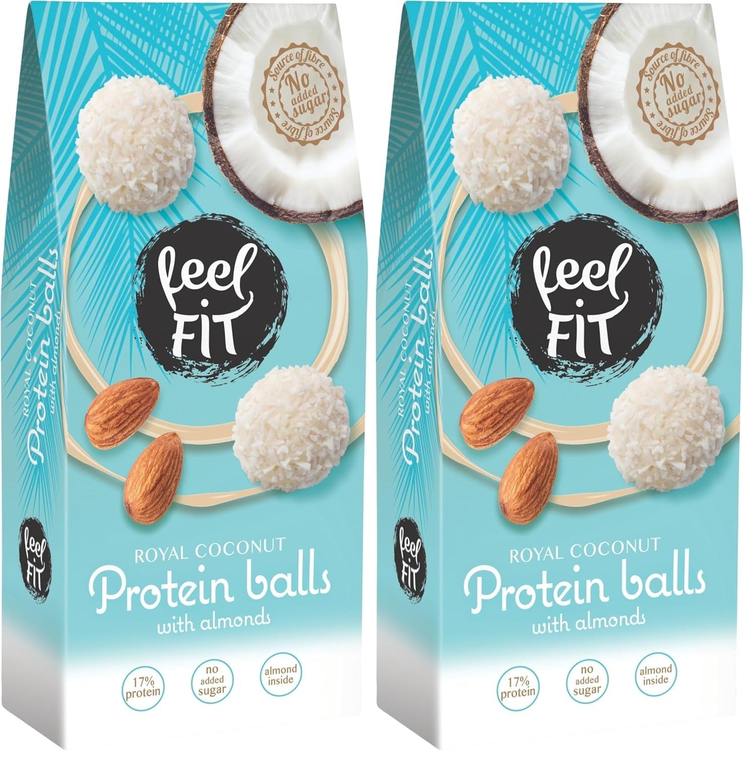 Praline al cocco senza zucchero con mandorle, Feel FIT, senza zuccheri aggiunti, 17% proteine, 63 g