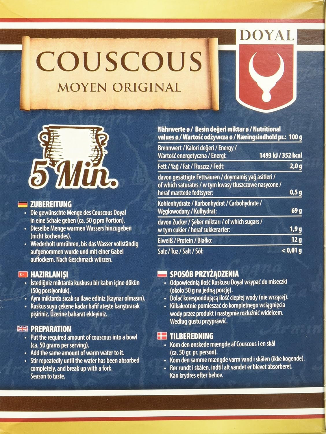 Couscous – Couscous leggero e soffice con un leggero sapore di nocciola – Una specialità tipica del Nord Africa – 1 x 500g