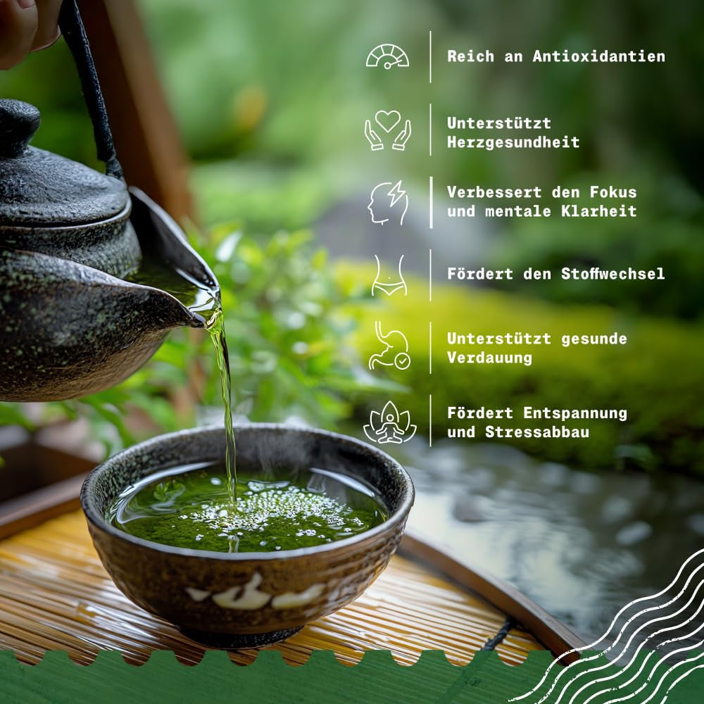 Naturalebio Tè giapponese Sencha - 200 g Tè verde biologico - Tè verde Sencha puro e naturale al 100% - foglie sfuse del primo raccolto - prodotto biologico coltivato in Giappone