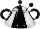Teiera Alessi con cucchiaino in acciaio inox, manici e pomello in PA, nero