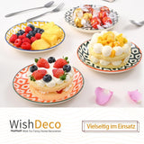 Piatti per torta, set da 6; piattini da dessert (15 cm); Piatti da insalata in porcellana; piatti colorati per la colazione; mini piatti per pasta, frutta, pane