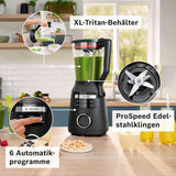 Robot da cucina ad alta velocità Vitapower Serie 6 MMBD665B1, 45.000 giri/min, 6 programmi Inkl Heiße Suppe & Reinigung, 2 L Mixbehälter, Stopfer, Spülmaschinenfeste Teile, Made in Europe, 1800W, Schwarz Kitchen Naty Shop