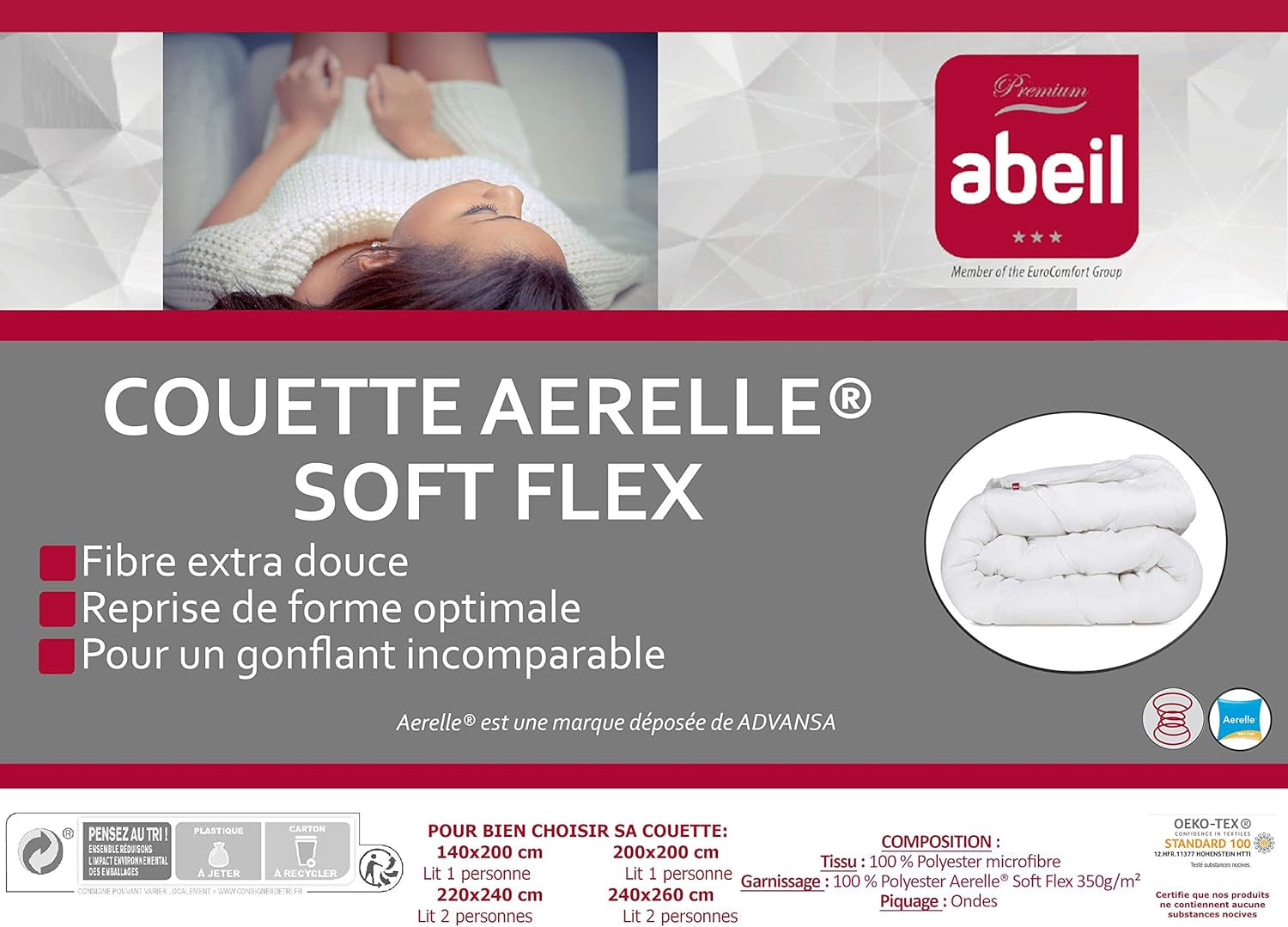 Piumino Soft Flex, poliestere, bianco, 240 X 260 cm Trapunte e trapunte Naty Shop