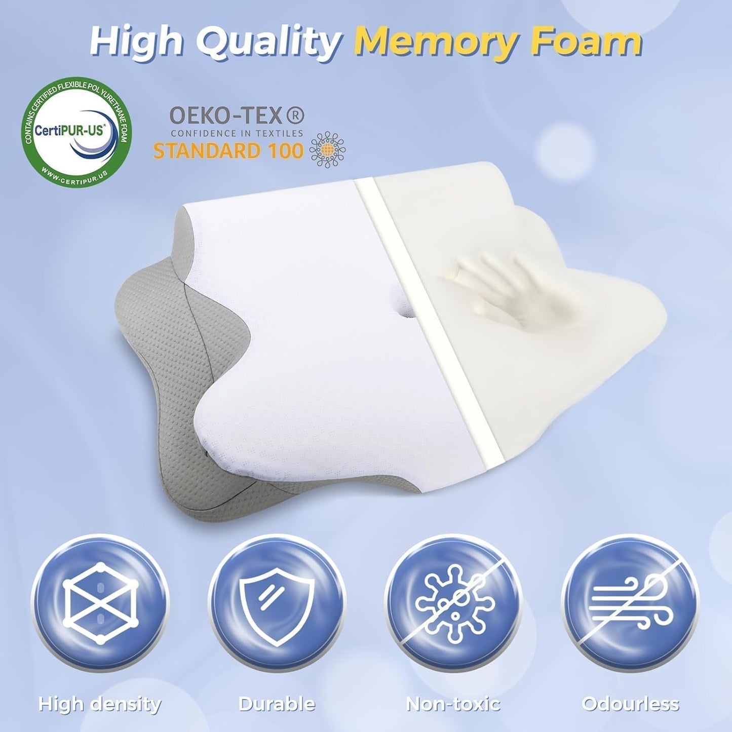 SAHEYER Cuscino per il collo 2 in 1 Cuscino ergonomico per il supporto del collo e cuscino per il collo Cuscino ortopedico per chi dorme sul fianco Cuscino in memory foam per chi dorme sul fianco Schiena e stomaco Cuscini cervicali ortopedici Naty Shop